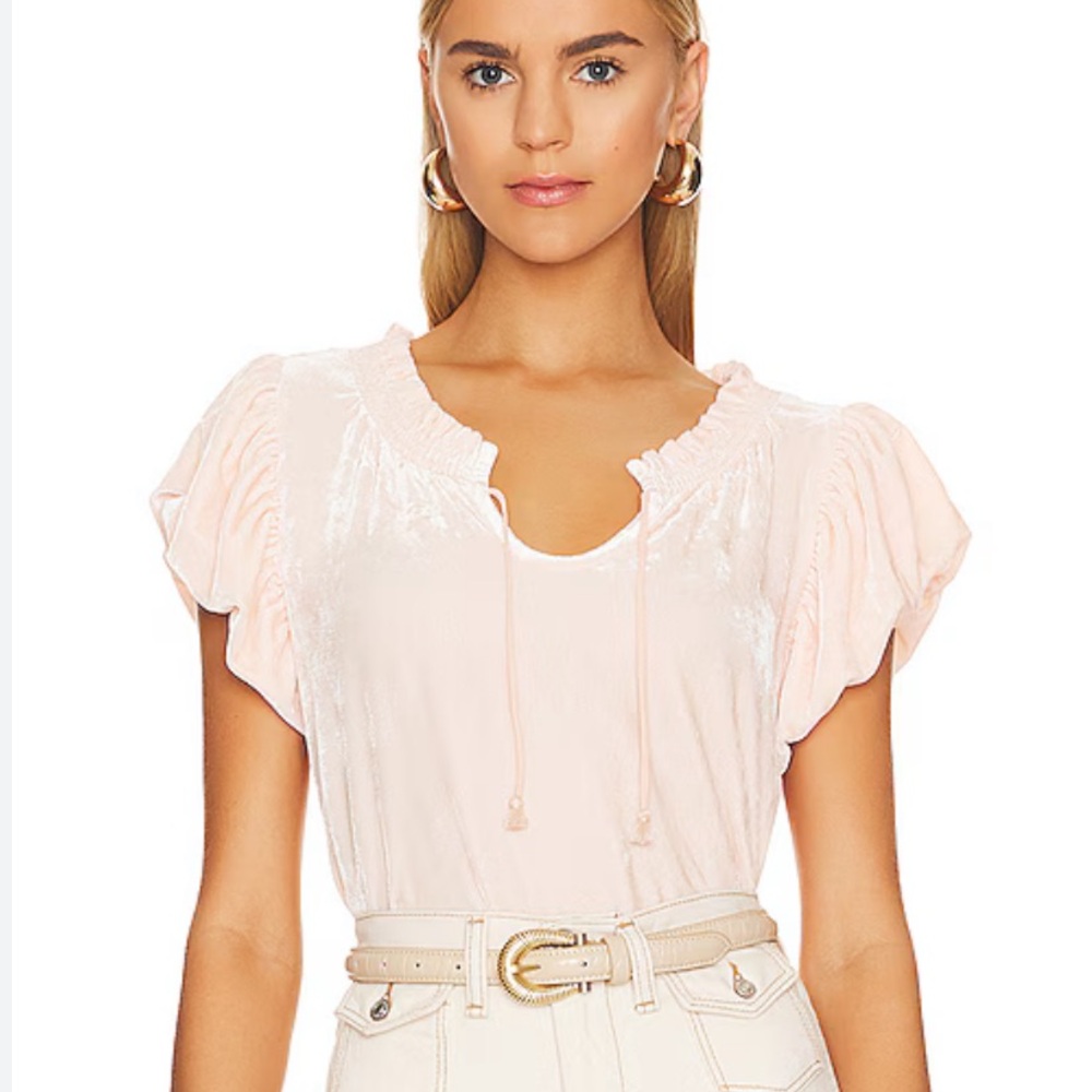 Free People Pink Ruffle Sleeve Top - Picture 2 of 8